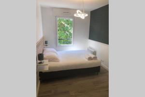 une chambre avec un lit et une fenêtre dans l'établissement Fruitiers1, à Saint-Denis