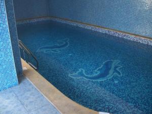 una piscina con dos delfines pintados en ella en Family Hotel Ilinden, en Shipkovo 20 fotos más