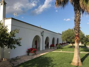 a church with a palm tree in front of it at Relais Masseria della Colomba - Agriturismo in Francavilla Fontana
