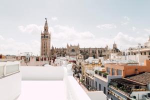 a view of the city from the roof of a building at Puerta Catedral Holiday Suites in Seville