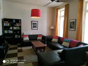 sala de estar con sofá y mesa en Chez Georges, en Carcassonne
