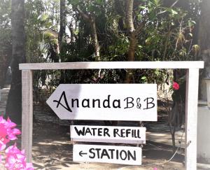 un cartello per il ritorno e la stazione di amanda bbb di Ananda B&B a Gili Air