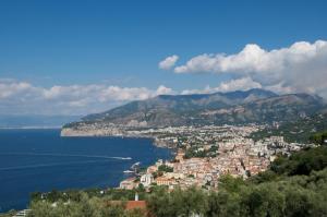 a view of the city of positano and the ocean at Grand Hotel Aminta in Sorrento