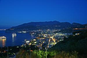 a view of a town on the water at night at Grand Hotel Aminta in Sorrento
