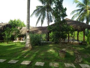 ein Haus mit einer Palme und einem Hof in der Unterkunft Coconut Island in Tangalle