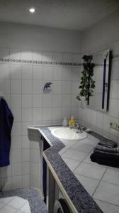 Koupelna v ubytování Gästewohnung am Thümmlitzwald + 19 fotografií