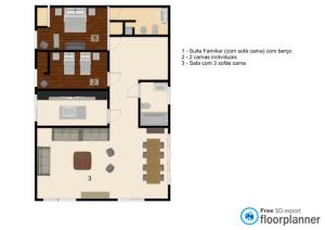 Načrt razporeditve prostorov v nastanitvi Casa Milhafre