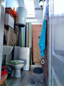 a small bathroom with a toilet and a sink at Apartment Mediterraneo Blue Sky in Perast