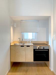 a small kitchen with a sink and a stove at Kolonaki Terrace in Athens