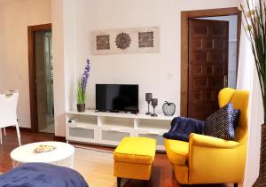 ein Wohnzimmer mit 2 Stühlen und einem TV in der Unterkunft Deluxe Cathedral in Granada