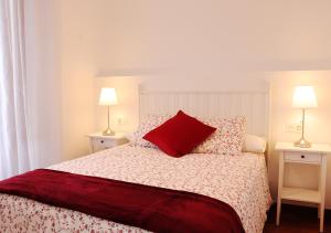 1 dormitorio con una almohada roja en la cama en Deluxe Cathedral, en Granada