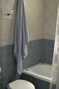 bagno con asciugamano appeso sopra i servizi igienici di SL 1908 a Olivos