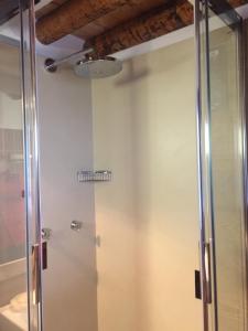 una doccia con porta in vetro in bagno di BAITA BEDOLINA a Temù