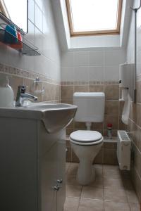 a bathroom with a toilet and a sink and a window at Élet es Energia Egészségjavító Szalon in Nagykőrös +15 photos