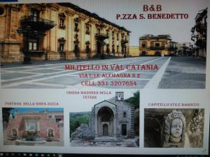 a collage of photos of a building with a poster at B&B Piazza San Benedetto in Militello in Val di Catania