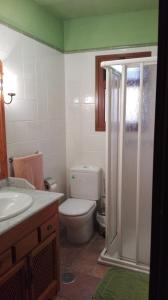AlojeraにあるLa Pimenteraのバスルーム(トイレ、洗面台、シャワー付)
