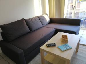 a living room with a couch and a coffee table at Value stay in apartment 100m from beach promenade in Blankenberge