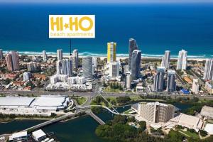 a large city with a large body of water at Hi Ho Beach Apartments on Broadbeach in Gold Coast
