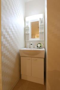 uma casa de banho com um lavatório e um espelho em NK2 Elizabeth Garden Kurosaki em Osaka