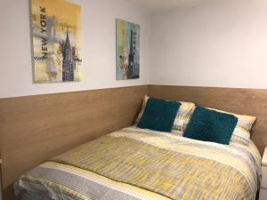 1 dormitorio con 1 cama con 2 almohadas en 228 Cinderhill Road en Nottingham