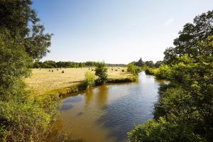 a river in a field next to a field at Un petit coin de campagne dans le pays de Saint-Gilles in Saint-Maixent-sur-Vie