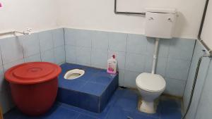 a small bathroom with a toilet and a sink at Homestay Che Kiah in Kuantan