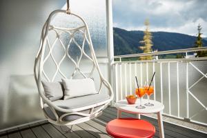 a chair with a basket on top of it at Hard Rock Hotel Davos in Davos