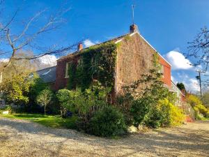 an old brick building with ivy growing on it at Cilffriw Farm in Neath