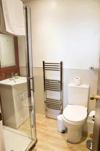 La salle de bains est pourvue de toilettes et d'un lavabo. dans l'établissement The Thornhill, à Teignmouth