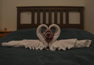 Posteľ alebo postele v izbe v ubytovaní Apartma Zgodba