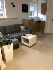a living room with a couch and a table at Apartament BeSkidSki in Szczyrk
