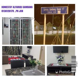 un collage de fotos de una habitación con una mesa con flores en Homestay AlFaruqi Gambang 1 en Gambang