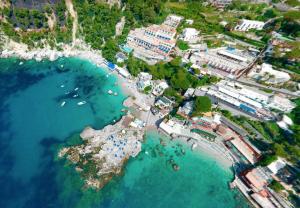 uma vista aérea de uma praia com barcos na água em Hotel Weber Ambassador em Capri