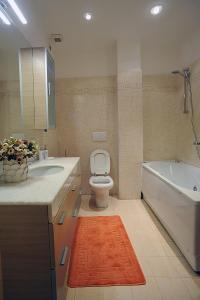 a bathroom with a toilet and a tub and a sink at Casa Vacanze Helsinore in Sanremo