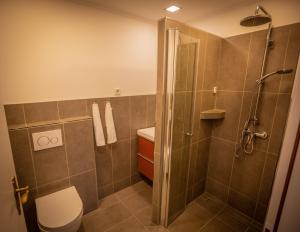 Ένα μπάνιο στο Ferienwohnung zur Linde +8 φωτογραφίες