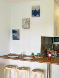Kuchyňa alebo kuchynka v ubytovaní Hibiscus Studio