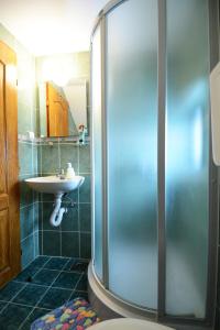 y baño con ducha y lavamanos. en Apartments Jeca, en Zlatibor