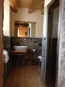 Alpe di Sara في فيومالبو: حمام مع حوض ومرآة
