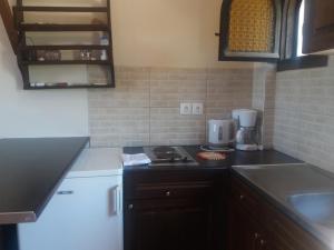 a kitchen with a sink and a counter top at Dionisis Apartments in Kounopetra