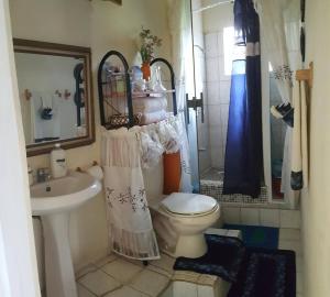 een badkamer met toilet en wastafel bij Comfort Suites Three Bedroom Apartment in Choiseul
