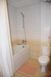 a bathroom with a bath tub and a toilet at Panorama Stoykite Yana apartment in Pamporovo