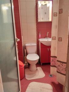 un baño con inodoro y lavabo en Sweet Maria Blagoevgrad, en Blagoevgrad 21 fotos más