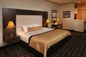 Habitación de hotel con 1 cama grande y 2 lámparas en The Claridge Hotel en Atlantic City