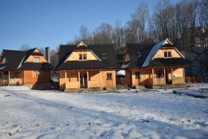 a group of wooden homes in the snow at Dolina in Zakopane