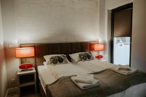 Tempat tidur dalam kamar di Apartamenty i Pokoje InforesPark