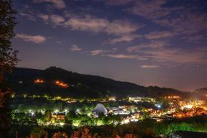 兰戈伦Llangollen Shepherds Huts的夜晚灯光璀璨的小镇景色 更多8张照片