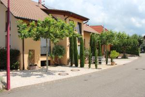 a house with trees and plants in front of a street at Pension Vanii, Apartments in Rust