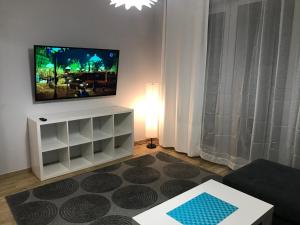 Televízia a/alebo spoločenská miestnosť v ubytovaní Apartament Calamo Tuwima Park