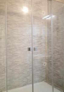a shower with a glass door in a bathroom at SWEETHOME DIJON - Drapeau in Dijon