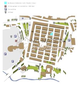 un piano di un sito di una città con edifici di Ma maison à Valbonne - Cosy - Loft - Duplex - 25min of LIONS a Valbonne